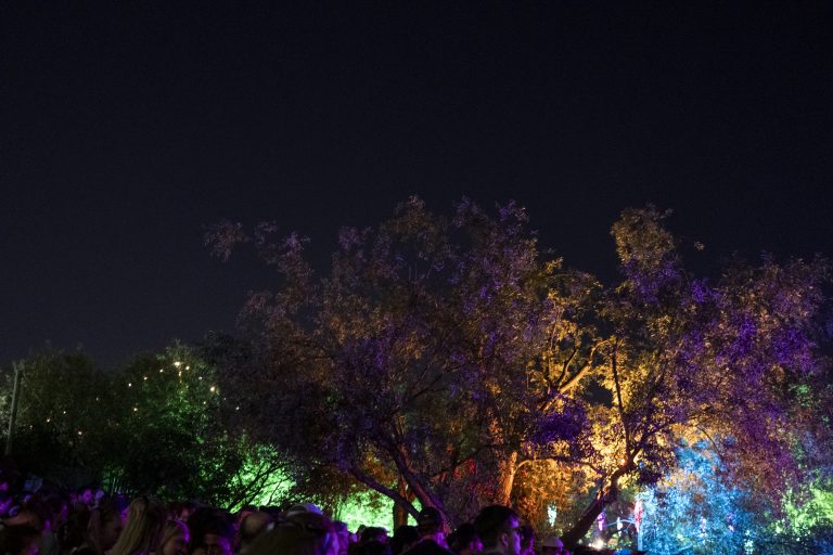 Beleuchtete Bäume im Außenbereich